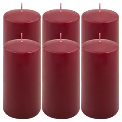 Sada sloupových svíček, 15 cm,Ø 7,5 cm, vínová, 6 ks