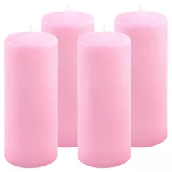 Sada sloupových svíček, 20 cm, Ø 7,5 cm, růžová, 4 ks