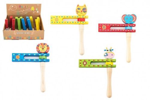 Teddies Řehtačka dřevo 12,5cm 4 barvy
