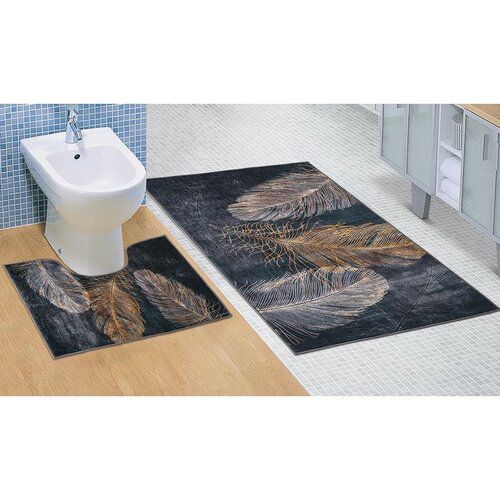 Bellatex Koupelnová sada 3D tisk Pírko, 60 x 100 cm, 60 x 50 cm