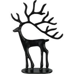 Vánoční hliníková dekorace Black reindeer, 23 x 31,5 x 8 cm