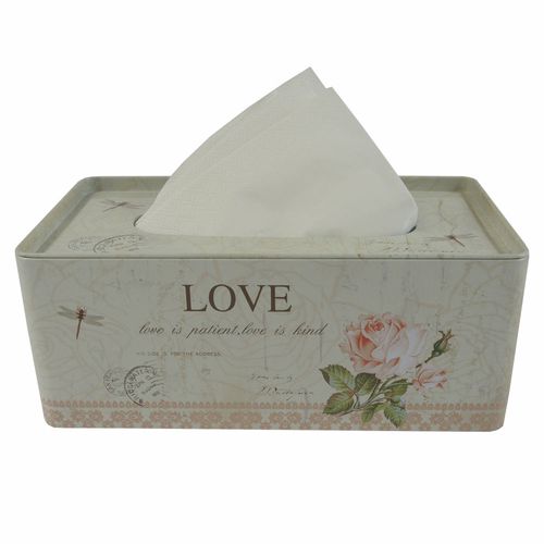 Plechový box na kapesníky Love, 21,5 cm