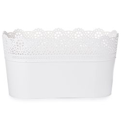 PROSPERPLAST LACE truhlík s krajkou 28,5 x 13,5 cm, bílá DLAC285